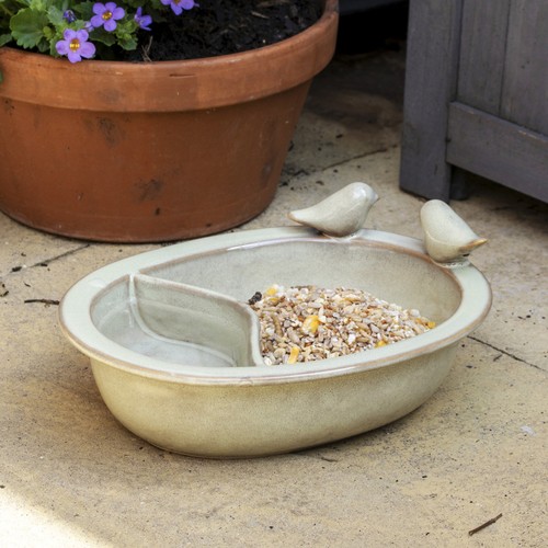 Ceramic bird bath feeder - ceramic,