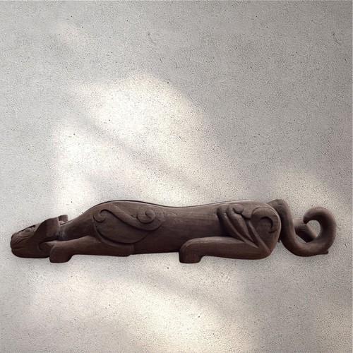 Hand carved wooden jaguar - wooden,