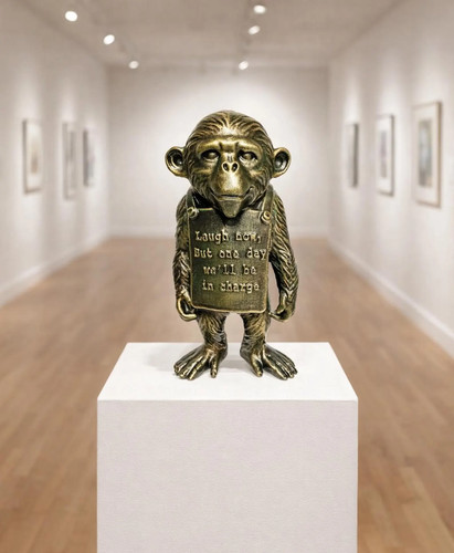 Banksy monkey laugh - monkey,