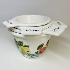 Cath Kidston Set 4 Measuring Cups Floral Design Cottage Nestling Ceramic VGC