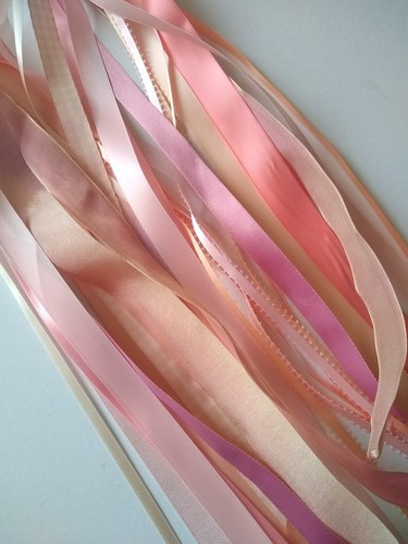 Pink peach ribbon bundle - pink,
