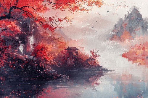 Japanese landscape canvas - landscape,