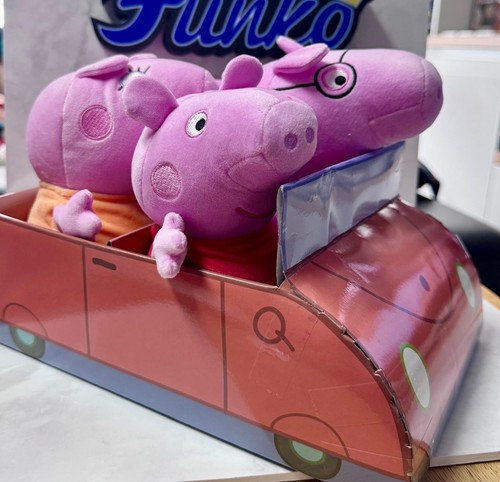 Peppa pig family car plush - peppa,