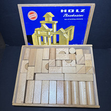 Wooden Building Blocks Heros Holz Baukasten Vintage 1970 West Germany.