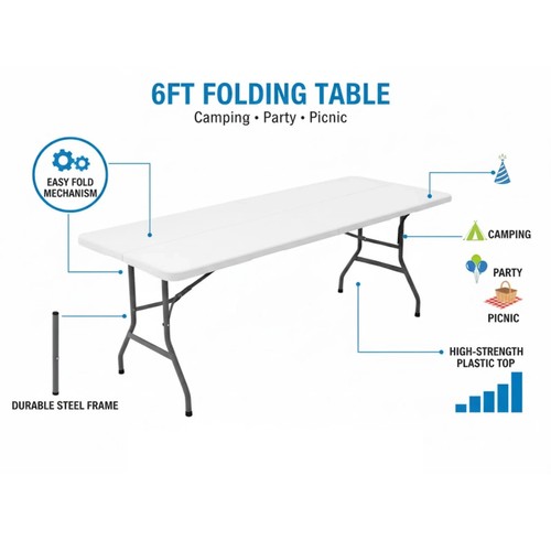6ft folding table - 6ft,