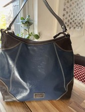 Blue & brown leather Osprey shoulder bag.