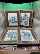 4x VTG 11” x 9” Ronald EMBLETON Framed Prints Bygone Days VICTORIAN PLAYGROUND