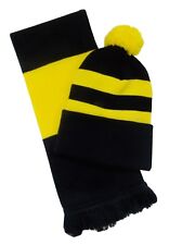 Watford Supporters Black and Yellow Hat and Scarf Set -Made in the UK