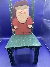 Vintage 1990's Santa Christmas Wood Doll Chair Hand Crafted & Painted 12"X6"X5"