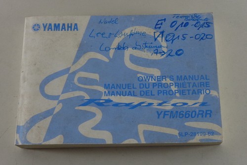 Owner manual handbook yamaha - owner's,