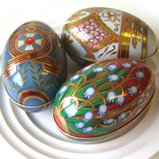 3 LARGE FLORAL EASTER EGG TIN