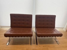 Barcelona original vintage pair chairs chocolate brown leather, great condition 