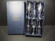 Vintage Italian Royal Crystal Rock 6 Champagne Flutes 24% Lead Crystal Boxed
