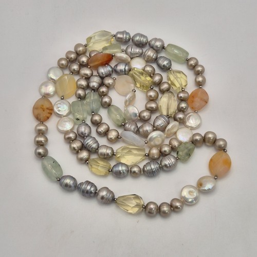 Gemstone and pearl - gemstone, long