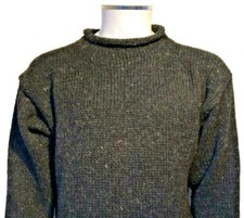 QUALITY CLASSIC HAND KNITTED PLAIN CHARCOAL GREY WOOLEN JUMPER - UNISEX