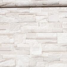 Beige Grey 3D Brick Effect Wallpaper Slate Rustic Realistic Slightly Textured