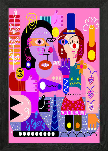 Face abstract cubism framed - cubism,