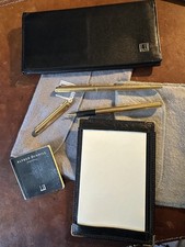 Dunhill Mens Ball Point & Fountain Penset + Leather Note Jotter + Jacket Wallet