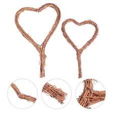  2 Pcs Wicker Wreaths to Decorate Heart Shape Natural Rattan Craft
