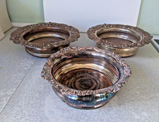 PAIR PLUS ONE  ANTIQUE VINTAGE SILVER PLATED CHAMPAGNE MAGNUM  BOTTLE COASTERS