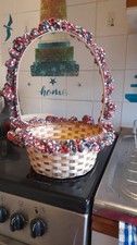 Wicker basket with hand crochet decoration perfect to make a Christmas hamper