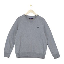 Fred Perry Sweatshirt Mens Size M Grey Crew Neck Cotton 80s Casuals