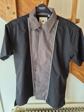 Relco Mens Black Grey Charcoal Short Sleeve Bowling Shirt Vintage Rockabilly
