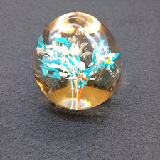 ART GLASS PAPERWEIGHT HAND BLOWN FLORAL DESIGN