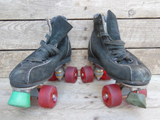 Vintage 1970/80s Retro HOT SKATER Roller Skates Black Suede Boots Adult Size 9