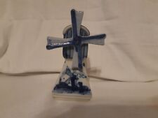 Delft Blue Handpainted Holland Windmill With Moving Blades