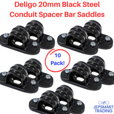 Deligo 20mm Conduit Spacer Bar Saddles 10PACK! Black Coated Steel Saddle SB20B