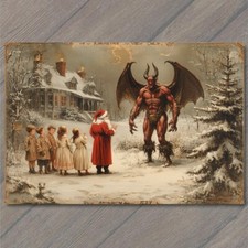 POSTCARD Krampus Christmas Strange Kids Weird Unusual Fun Santa Vintage Vibe
