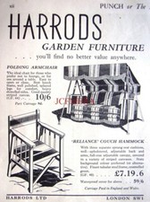 Vintage HARRODS Garden Furniture Advert : Small 1940 WW2 Print