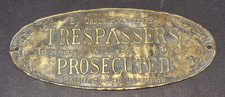 Vintage brass sign Trespassers