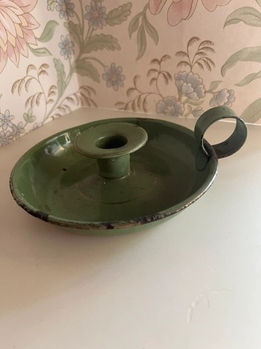 Vintage green enamel chamber - vintage,
