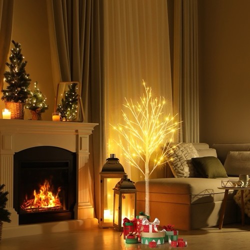 4ft white birch tree - white,