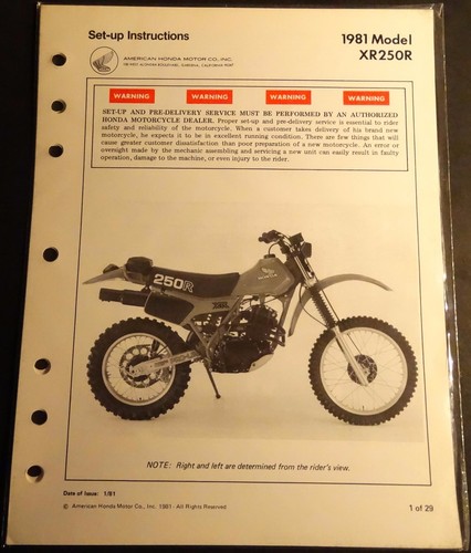 1981 honda motorcycle xr250r - 1981,