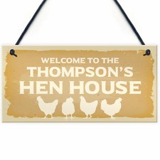 Welcome To Hen House Sign Personalised Chicken Gift Garden Shed Sign Family