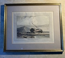 SHIPWRECK WALES Antique 1814 Georgian Aquatint Etching By W. DANIELL.