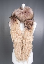 1369 GLAMOROUS REAL FINN RACCOON LAMB COAT FUR JACKET STOLE BEAUTIFUL LOOK