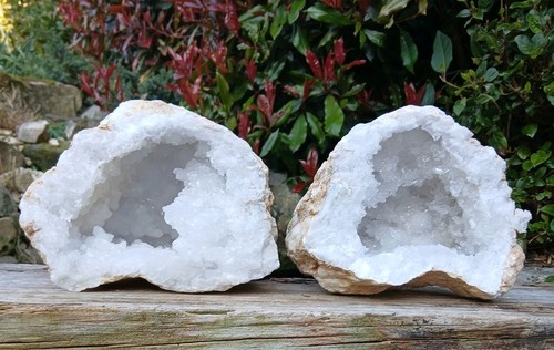 White quartz geode crystal - white,