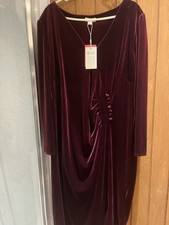 Monsoon Women's Dress Velour Feel Size 22 Burgundy New with Tags