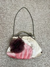 Vintage Coast 100% Silk Floral Handbag with Brooch Detail | Elegant Party Bag