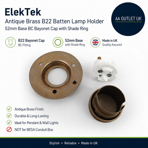 Elektek antique brass b22 - elektek,