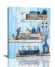 Bathroom Decor Wall Art Navy