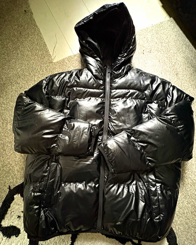 Mens black hooded puffer - mens,