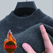 Men Sweater Wool Warm Pullovers O-Neck Knit Winter Fit Tops Male Thick Knitwear 