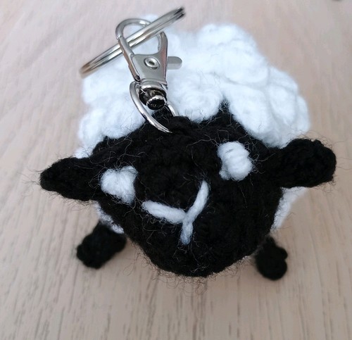 Handmade crochet sheep keyring - handmade,