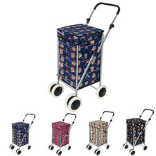 6 Wheels Foldable Caged Wheeley Shopping Trolley Cart Grocery Market Laundry Bag