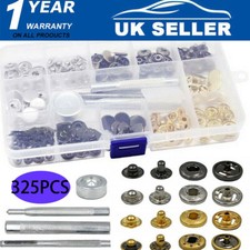 325PCS Heavy Duty Snap Fasteners Press Stud Kit Poppers Leather Button Tool